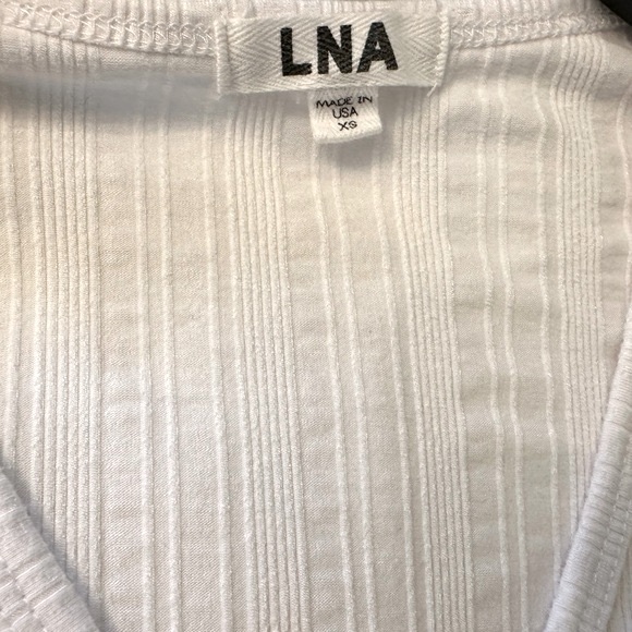 LNA ribbed white long sleeve top with cut out shoulders - Picture 4 of 5